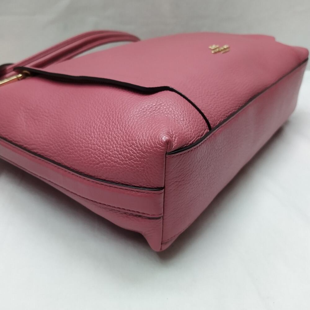 Coach Pink Pebbled Leather Zipper Closure Hobo Crossbody Shoulder Bag - Picture 15 of 16
